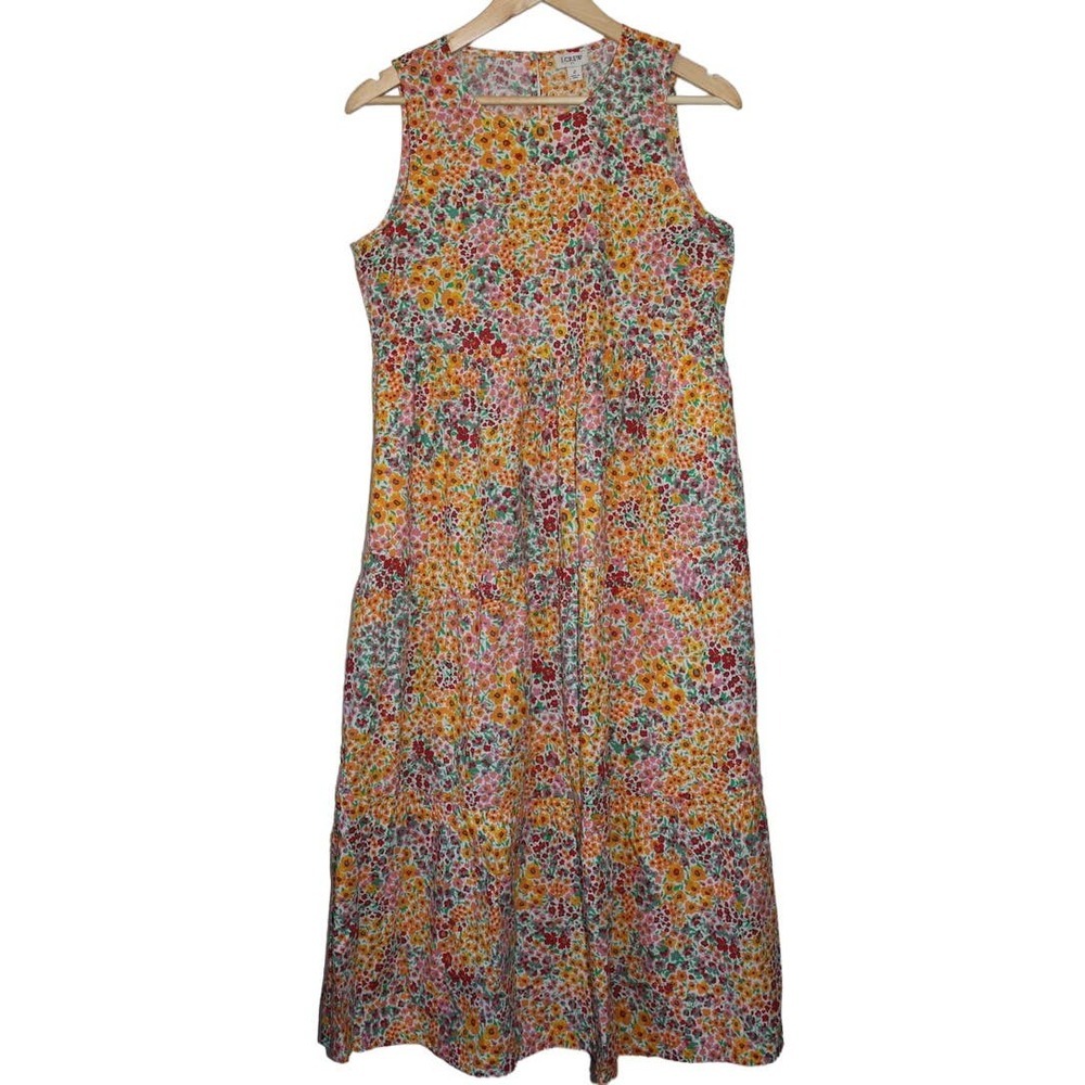 Women's J. Crew Mixed Floral Tiered Dress BH899 Yellow Red Maxi Dress Size 2 NWT